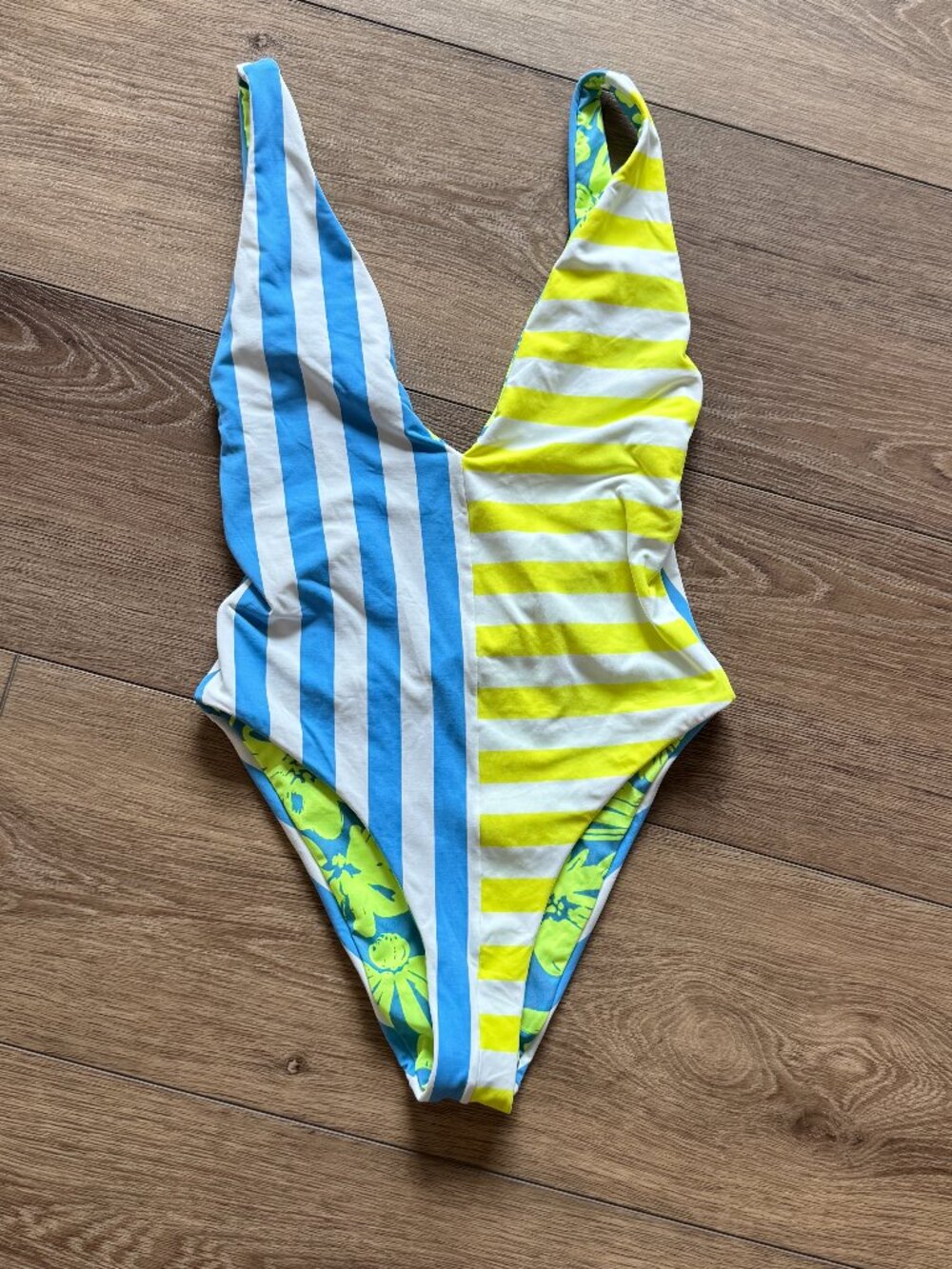 Maaji Bluebell Stripe Kristi Plunge One-Piece Swimsuit